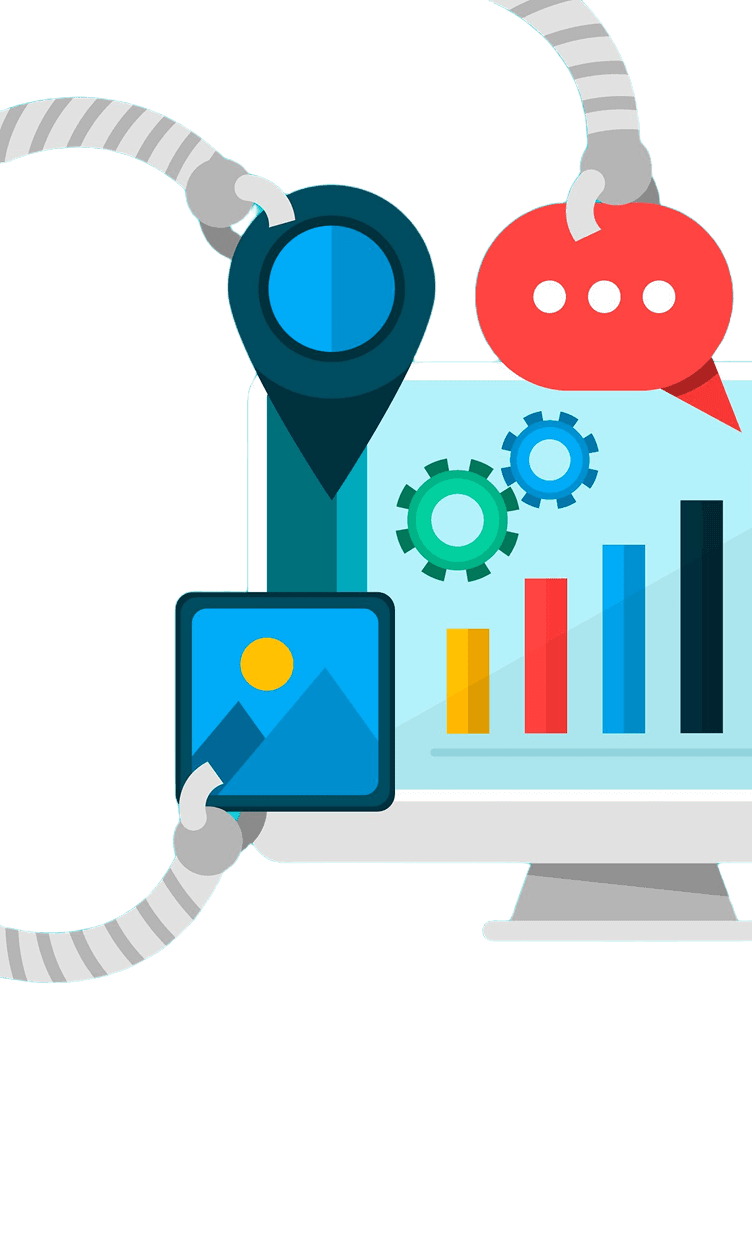 Marketing Automation illustration with analytics and charts