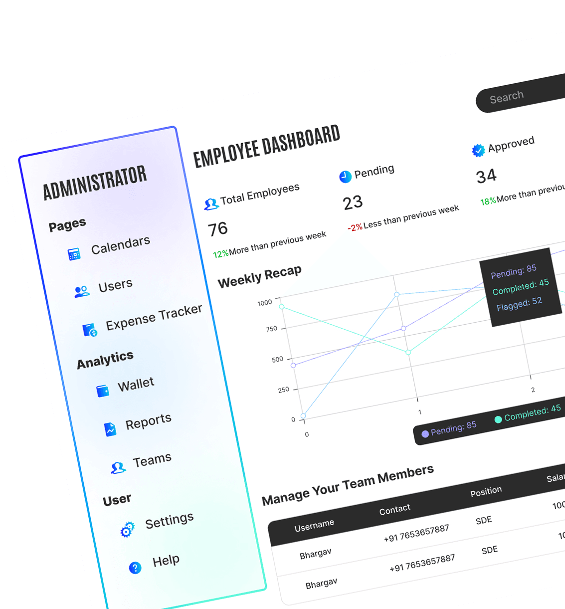 SaaS Application interface dashboard
